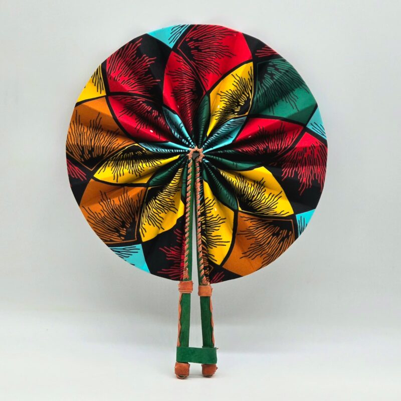 Waxprint & Leather Handfan