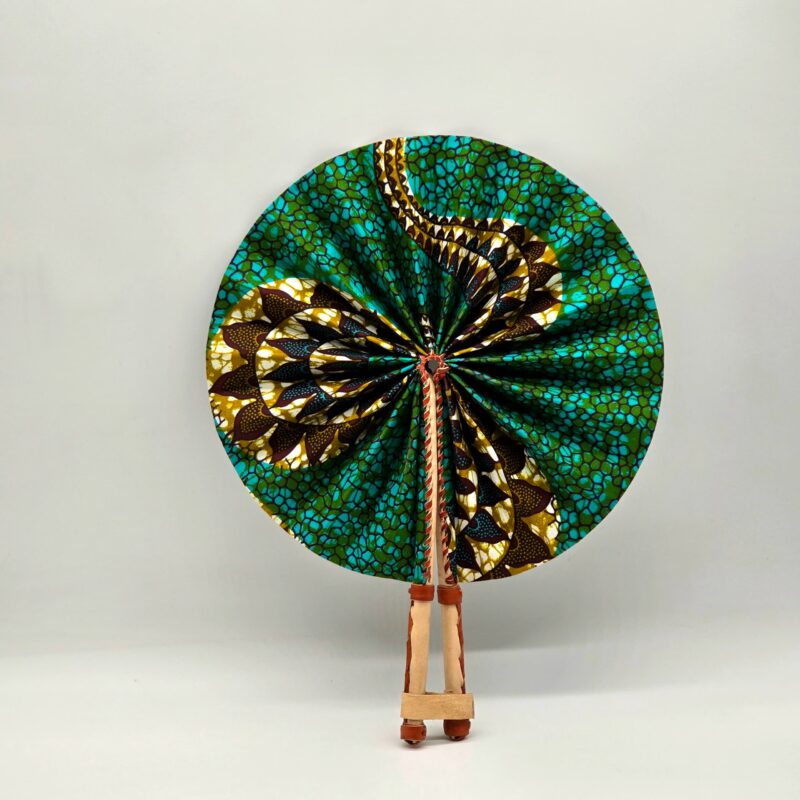 Waxprint & Leather Handfan