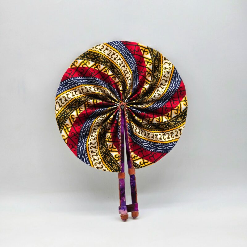 Waxprint & Leather handfan