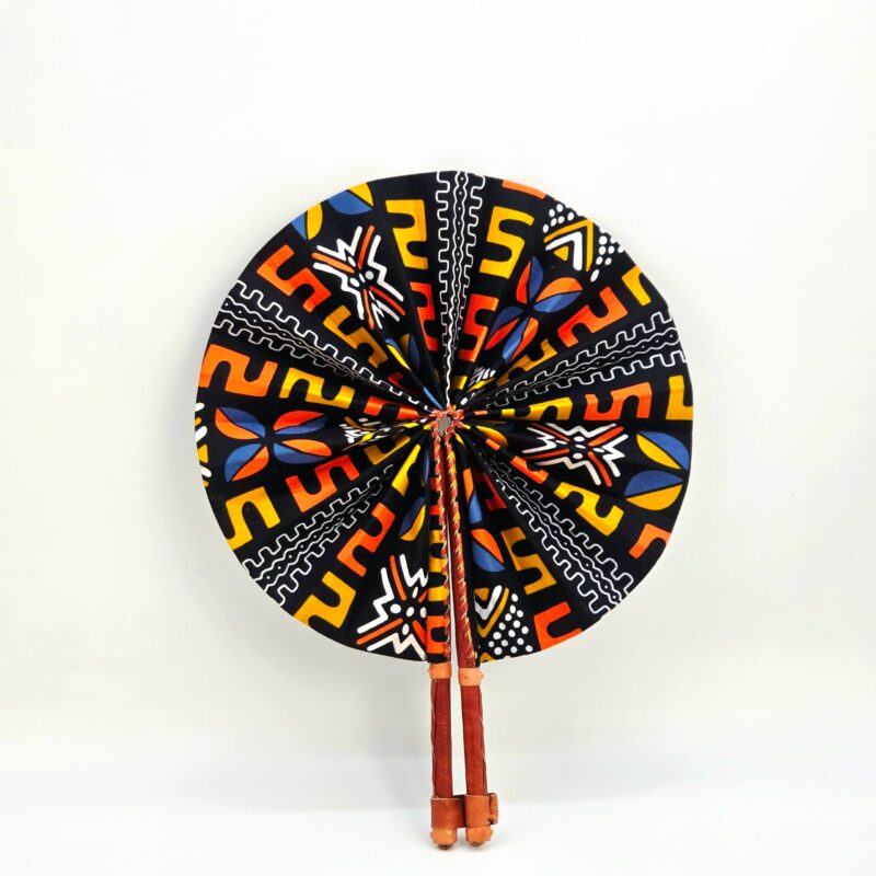 Waxprint & Leather Handfan
