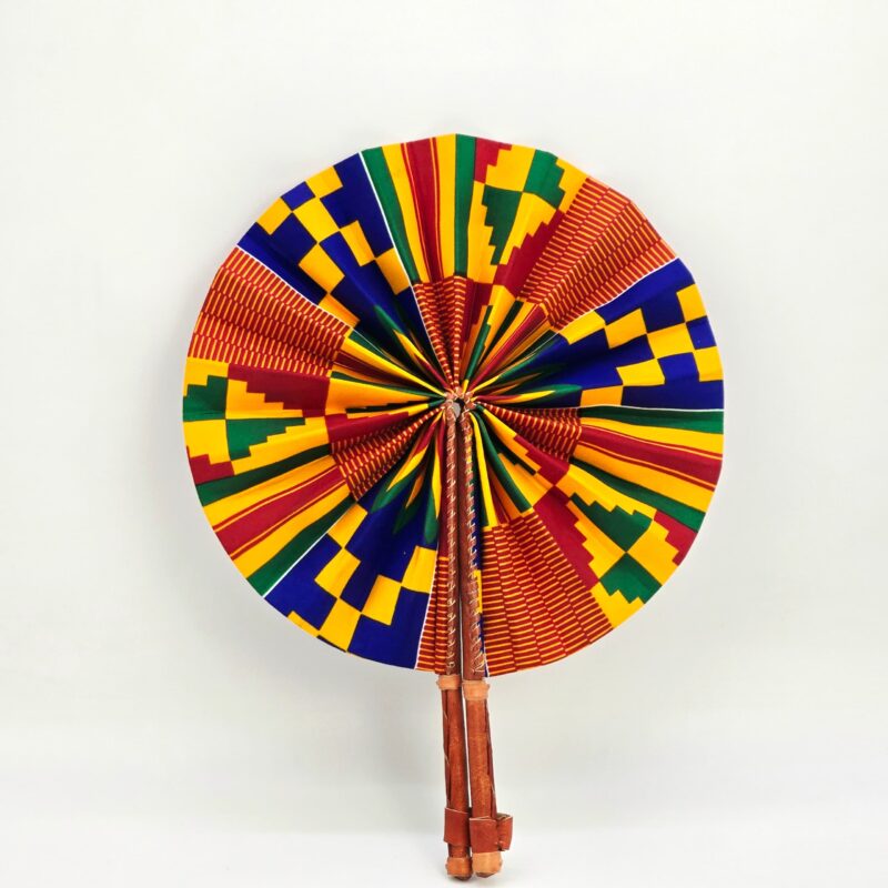 Waxprint & Leather Handfan