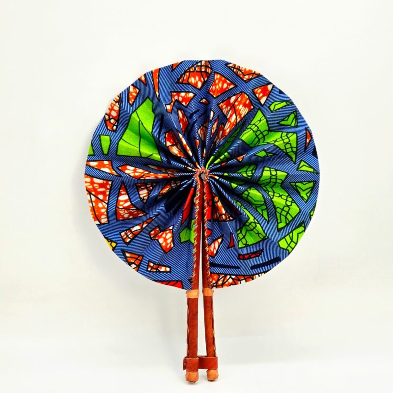 Waxprint & Leather Handfan