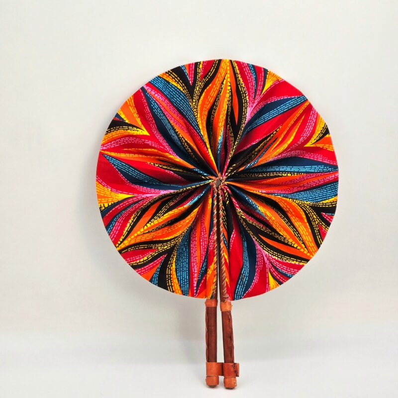 Waxprint & Leather Handfan