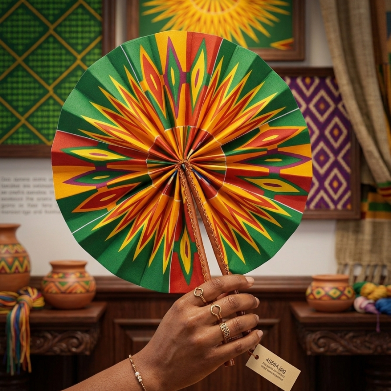Waxprint & Leather Handfan