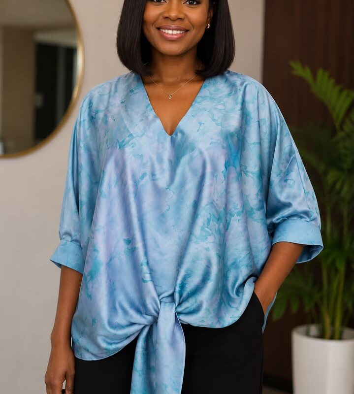 Silk Tye-Dye Front Tie Top