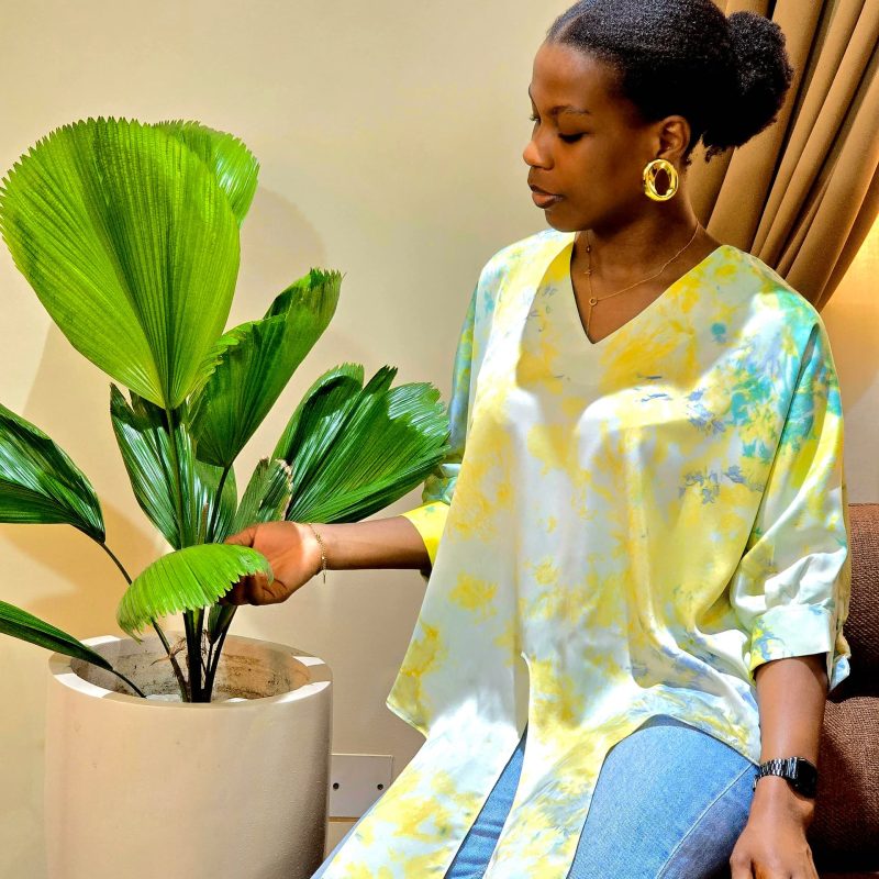 Silk Tye-Dye Front Tie Top