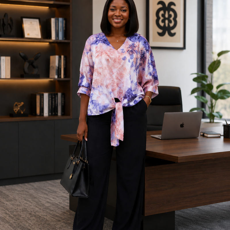 Silk Tye-Dye Front Tie Top